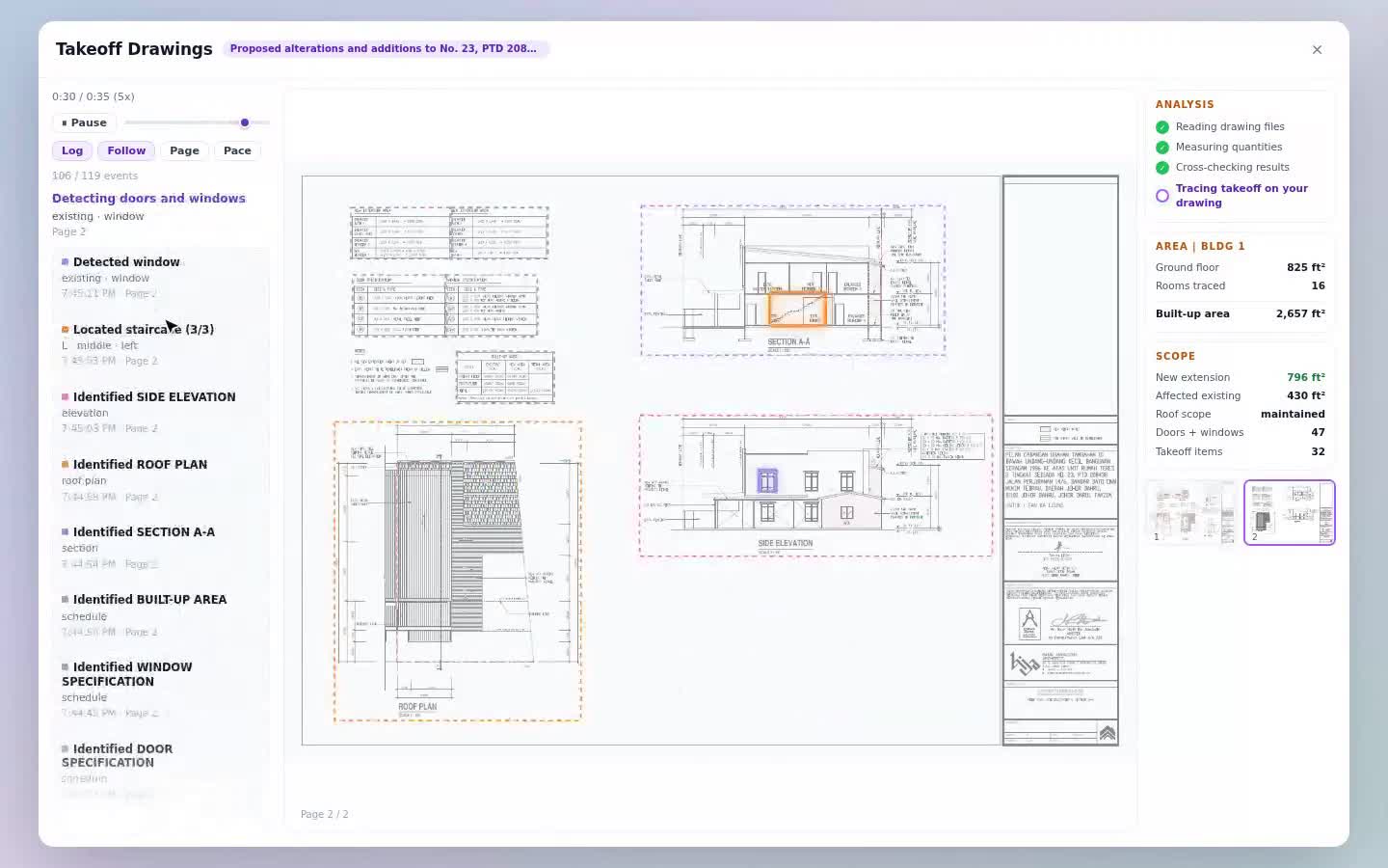 Wakkiro architectural drawing analysis and quantity takeoff interface